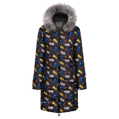 

Toponeto Womens Winter Print Long Down Cotton Ladies Hooded Coat Quilted Jacket Outwear