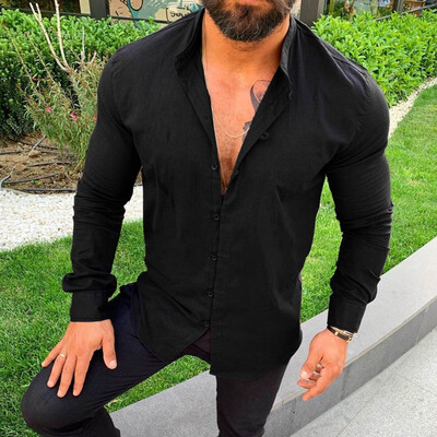 

Toponeto Fashion Mens Casual Solid Stand Neck Button Solid Shirt Long Sleeve Top Blouse