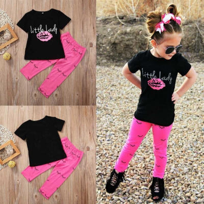 

2Pcs Kid Baby Girls Outfits T-shirt Tops Leggings Pants Clothes Set