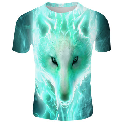

Toponeto Mens New Summer T-shirt With Round Neck Short Sleeve Blue Flame 3D Printed Top