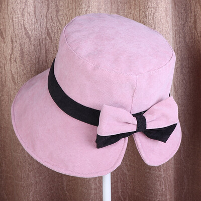 

Dongyuns new tide autumn lady Han version after opening bow bow fisherman hat flat top hat outdoor leisure basin hat