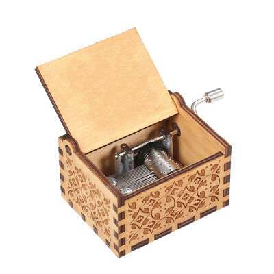 

Wood Music Box Mini Vintage Engraved Hand-Operated Musical Box Birthday Christmas Valentines Day Exquisite Gift