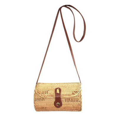 

Cylinder Rattan Crossbody Handbags Women Woven Beach Shoulder Messenger Bag