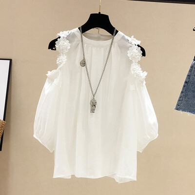 

T-Shirt Women tops girl Short Sleeve Off Shoulder Lace Sexy Sweet Cute Casual summer tops