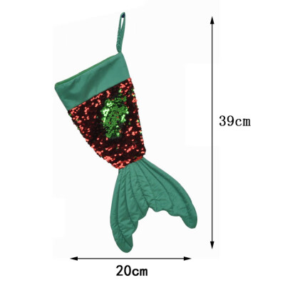 

Christmas Socks Stockings Gift Bag Sparkly Mermaid Tail Presents Stocking Sequin Magic Stock Candy Bag Xmas Decoration For Home