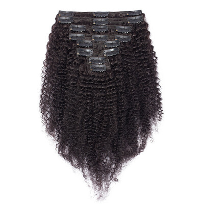 

Kinky Curly Clip in Human Hair Extensions for Women Afro Remy Human Hair Extensions for Lady Double Weft Full Head
