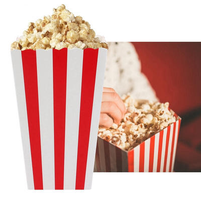 

Greensen 24 Pcs Red Stripe Paper Movie Birthday Party Treat Food Snack Candy Popcorn Boxes Container
