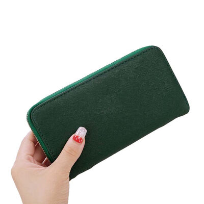 

Women Fashion Solid Color Zipper Long Purse Faux Leather Wristlet Clutch Wallet