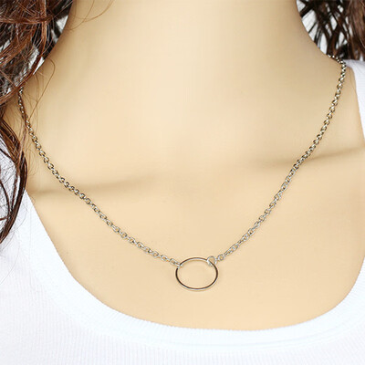 

Hot Shiny Paved Tiny Crysral Circle Round Necklaces & Pendants Silver Rose Gold Color Chain Jewelry For Women