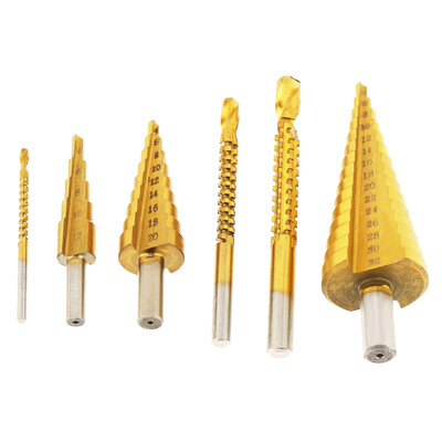 

Greensen 6pcs Professional Titanium Coated HSS Step Drill Bit&Saw Drills for Metal Wood HSS Step Drill BitDrill Bit