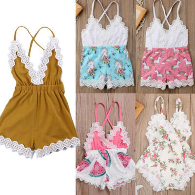 

US Canis Newborn Baby Girl Lace Romper Jumpsuit Bodysuit Outfits Summer Clothes