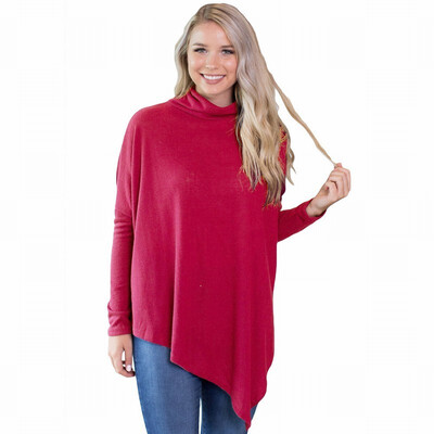 

High-neck long-sleeved knit cape sweater solid color casual long-sleeved sweater top