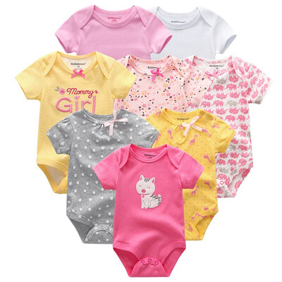 

2019 8PCS Baby Clothes Bebe Cotton Newborn Baby Boy Clothes Unicorn Black White O-Neck Short Sleeve Baby Girl Clothes Babywear