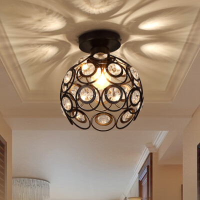 

Everflower Retro Metal Crystal Hollow Semi Flush Mount Ceiling Light with 1 E26E27 Bulb Socket Max 60W Painted Finish