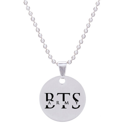 

KPOP BTS Bangtan Boys Same Paragraph Necklace Stainless Steel Round Pendant Chain Necklace Boys Girls Necklace Gifts for Fans