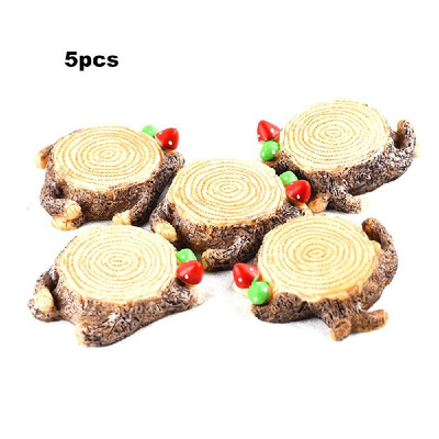 

5pcsset Mini Tree Stump with Mushroom Fairy Garden Resin DIY Craft Ornaments Miniature Landscape Model Home Decoration Photograph