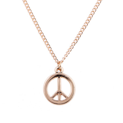 

New Gold-color Peace Sign Alloy Clavicle Bones Pendant Short Necklace