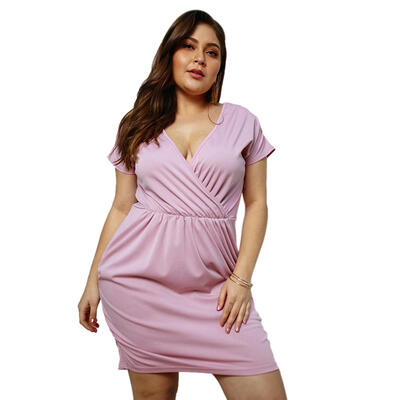 

Fashion Women Short Sleeve Backless Solid Color Sexy Tunic Mini Dress
