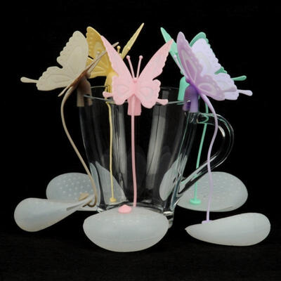 

New Butterfly Tea Infuser Silicone Leaf Strainer Herbal Spice Filter Diffuser
