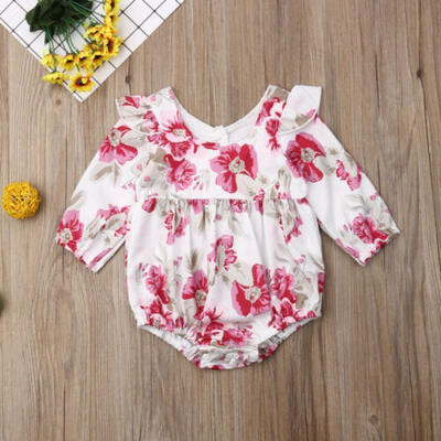 

Pretty Infant Baby Girl Long Sleeve Flower Romper Jumpsuit Autumn Outfit Clothes