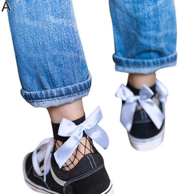 

Women Girls Sexy Fashion Fishnet Ankle Bowknot Hollow Mesh Fish Net Short Socks