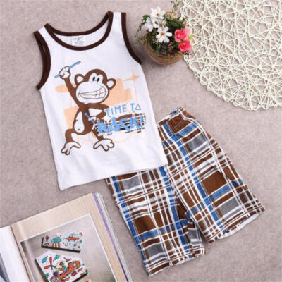 

Toddler Kids Baby Boys Summer Outfits T-shirt Tank TopsPants 2pcs Clothes Set