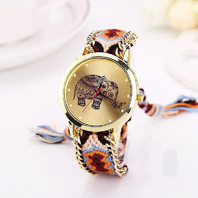 

Automatic Mechanical Ethnic-style Man Woman Quartz Knit Elephant Watch Plush Band