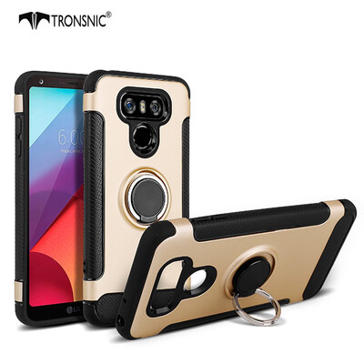 

Tronsnic Phone Case For LG G6 Carbon Fiber Brushed Wire Silicone Case For LG G6 360 Roation Ring Holder Magnetic Stand TPU Cover
