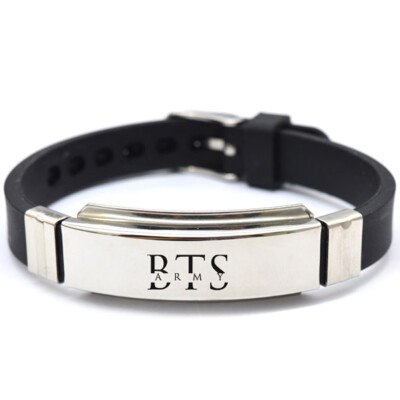 

Kpop BTS Bangtan Boys EXO Blackpink GOT7 Seventeen Stainless Steel Silicone Wristband Bracelet Hot Gift for ARMY