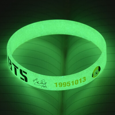 

KPOP BTS Bangtan Boys Luminous Silicone Bracelet Cartoon Image Print Bracelet Unisex Hot Gift for Fans