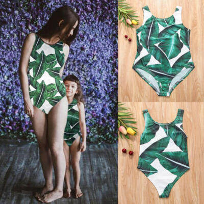 

Women Palm Leaves Bikini Family Matching Mother&Child Swimsuit Swimwear Set