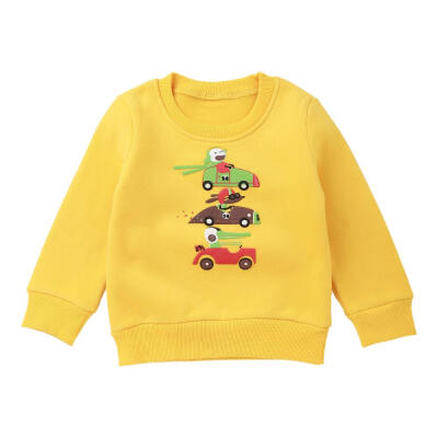 

Fashion Thick Long Sleeve Cartoon Car O-Neck Sweatshirt Boys Kids Clothes