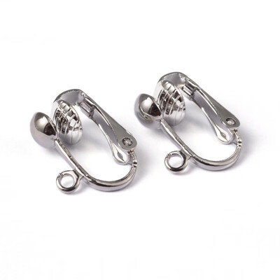 

PH PANDAHALL 20 Pcs Platinum Iron Clip-on Earring Converter Component for Non-Pierced Ears