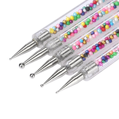 

Toponeto 5 Nail Art Dotting Pen Acrylic Rhinestone Crystal Tools Set Painting 2 Way Brush