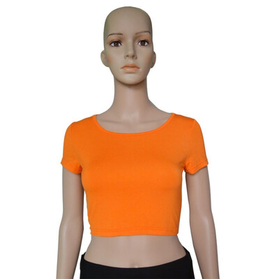 

20 Colors Summer Women Sexy Crop Tops Cropped O-neck Casual Short Sleeve T-Shirts Short Tops