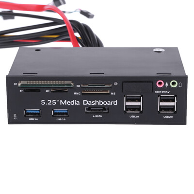

525"All-in-One Media Dashboard Multi-Function Front Panel Card Reader USB 20&USB 30 ESATA