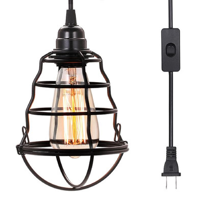 

Industrial Plug in Pendant Light OnOff Switch Vintage Hanging Cage Ceiling Lights Mini Adjustable Pendant Lamp for Kitchen Home