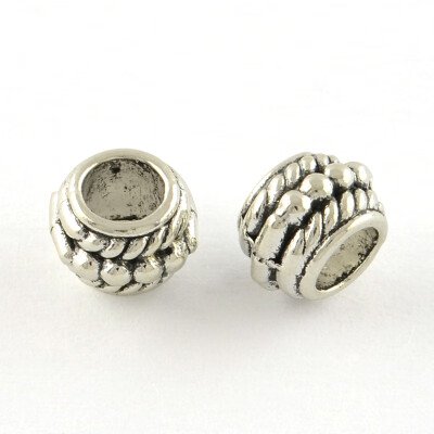 

Tibetan Style Alloy European Beads Column Large Hole Beads Lead Free Antique Silver 55x75mm Hole 4mm about 1265pcs1000g