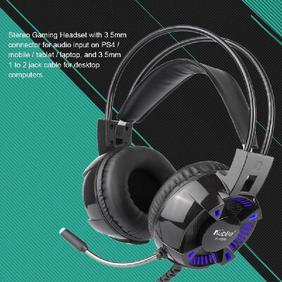 

Kubite K1000 35mm Wired Gaming Headphones Over Ear Headset Surround Sound Earphone with Microphone for Desktop Computer PC