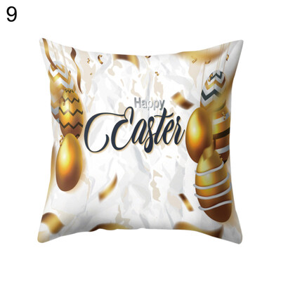 

Happy Easter Egg Pillow Case Sofa Bed Car Office Cushion Cover Festival Decor