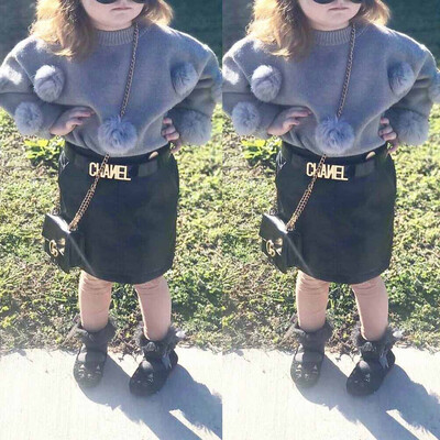 

2PCS Toddler Baby Girls Autumn Winter Clothes Sweater Knit TopsSkirt Outfits