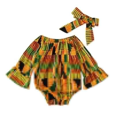 

Newborn Baby Girl Bohemian Style Bodysuits with Headband Flared Long SLeeve 2 Pieces Set 0-24M