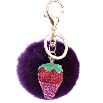 

Plush 8CM Rex Rabbit Hair Ball Strawberry Keychain Lovers Key Chain Mobile Phone Bags Hanging Wholesale