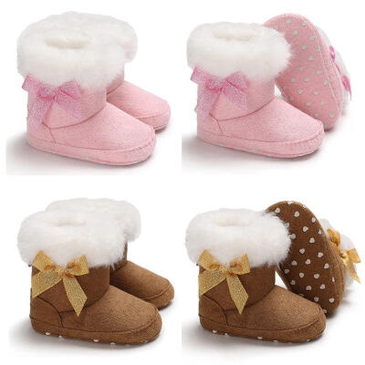 

Newborn Baby Toddler Boy Girl Snow Boots Winter Warm Fur Crib Shoes Prewalker