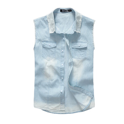 

Men\s Waistcoat Cozy Solid Color Sleeveless Denim Coat