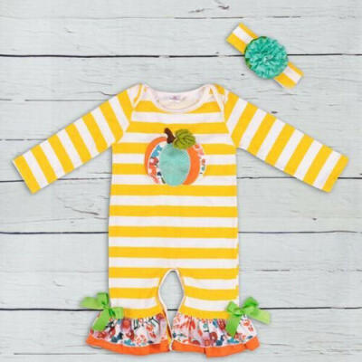 

Newborn Baby Girl Boy Halloween Clothes Pumpkin Cotton Romper Jumpsuit Outfits