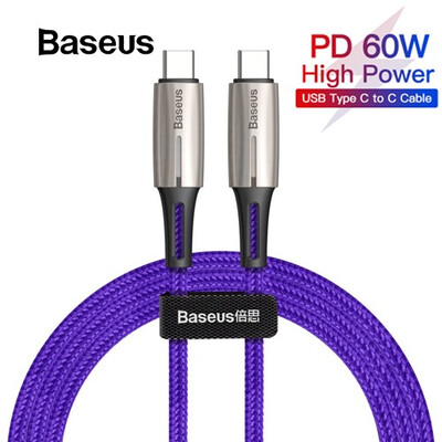 

Baseus 60W USB Type C To USB C Cable PD 20 Falsh Charge For Samsung S10 S9 Quick Charge Cable for USB C Device Huawei Xiaomi