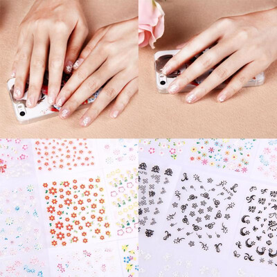 

50pcs 3D Design Nail Art Tips Manicure Stickers Decals Flower Colorful