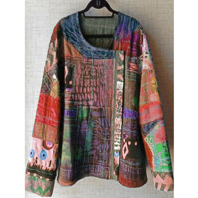 

Womens Ethnic Style Tops Blouse Ladies Long Sleeve U Neck Casual Plus Size S5XL
