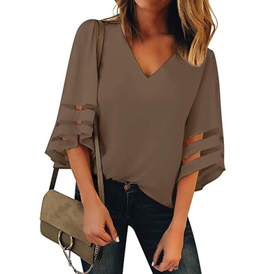 

Starmoon Women Summer Fashion V Neck Tops Three Quarter Sleeve Shirt Pullover Blouse